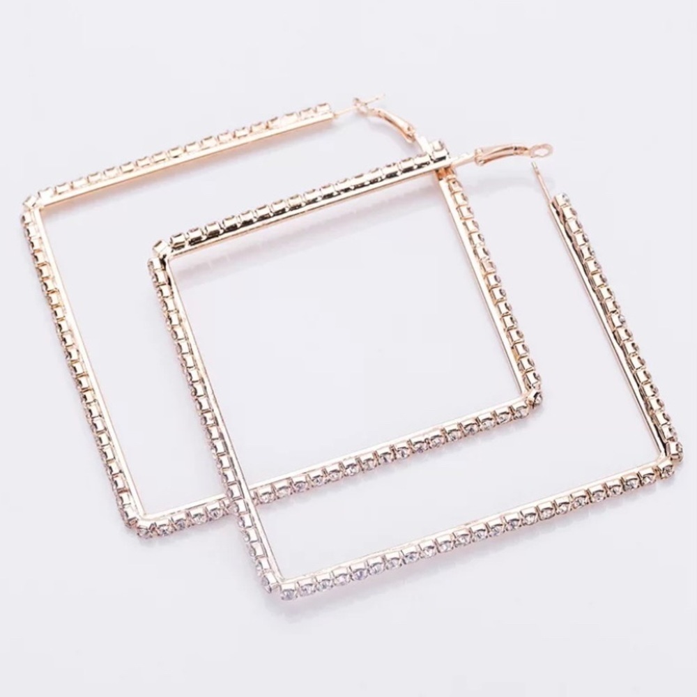 Oversized Big Square Hoop Earrings - Picture 2 of 2